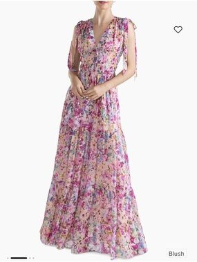 Shoshanna Blush Multi Floral Tie-Shoulder Maxi Dress